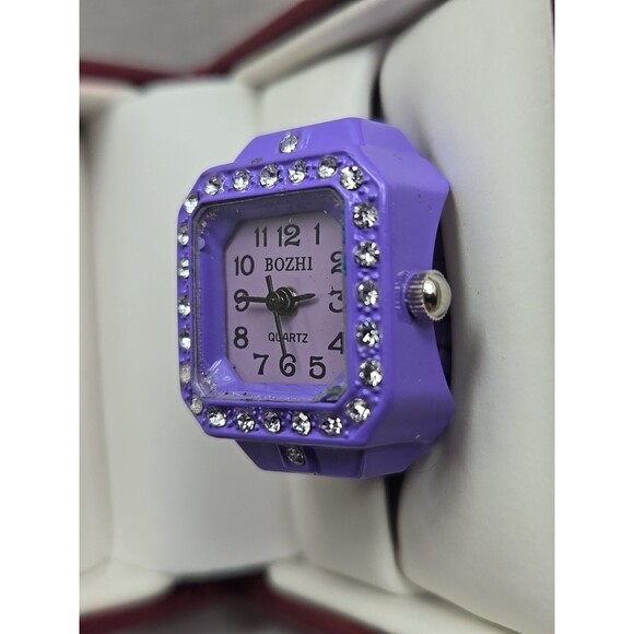 Bozhi Purple Quartz Ring Watch Crystals New Battery Retro Stretch Accessory - Picture 2 of 9